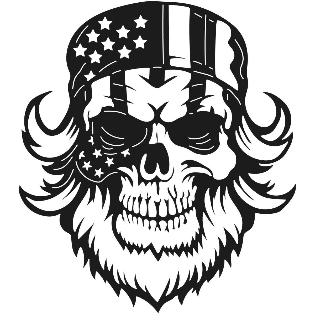 Skull Bearded with USA Flag 025