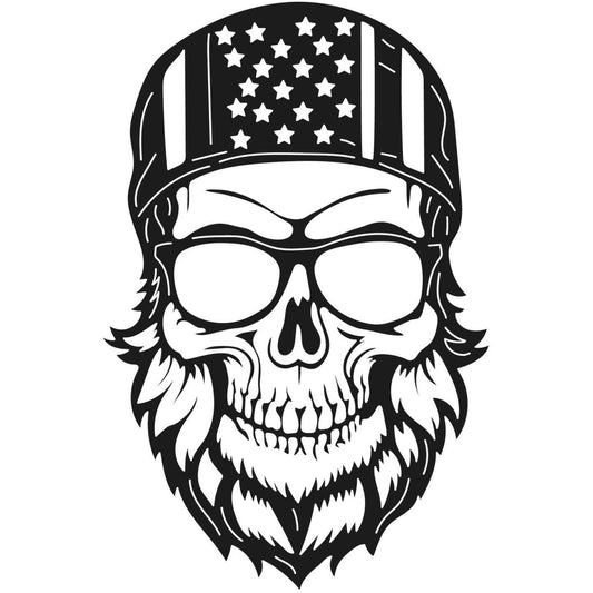 Skull Bearded with USA Flag 027