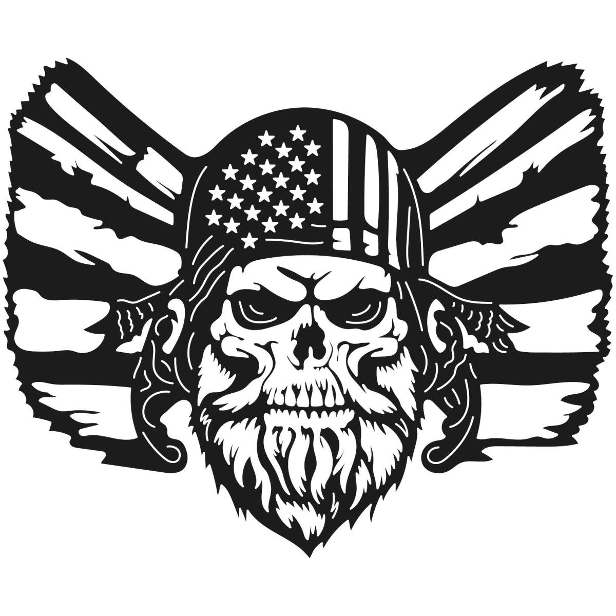 Skull Bearded with USA Flag 035