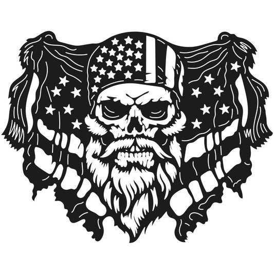 Skull Bearded with USA Flag 036