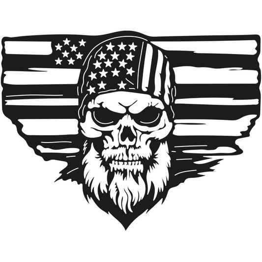 Skull Bearded with USA Flag 038