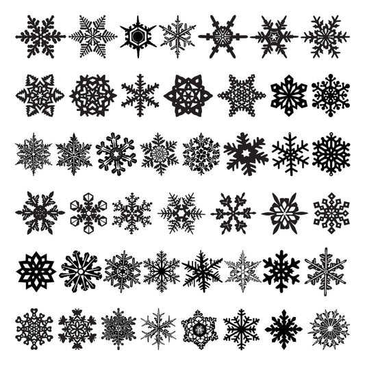 Snowflakes Ice Crystals DXF Files for CNC Machines-DXFforCNC.com