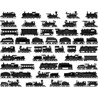 Antique Steam Locomotive Trains and Carts-DXFforCNC.com-DXF Files cut ready cnc machines