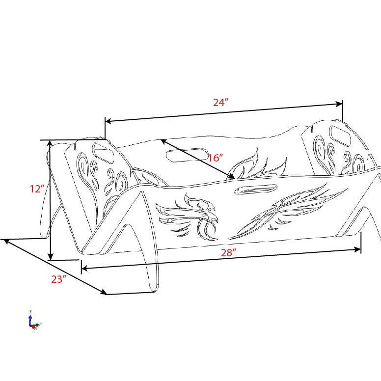 Collapsible Fire Pit DXF Files Ornate Wings Half Semicircle Side-DXFforCNC.com