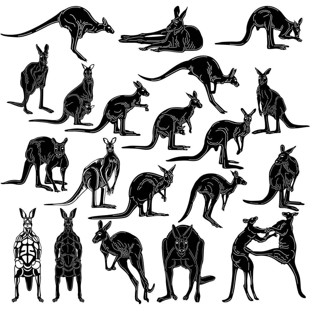 Australian Kangaroo-DXF files Cut Ready CNC Designs-DXFforCNC.com