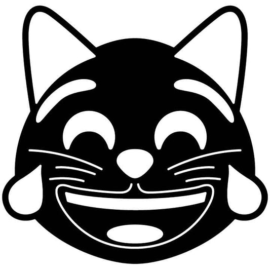 Emoji Cat with Tears of Joy Free DXF File for CNC Machines-DXFforCNC.com