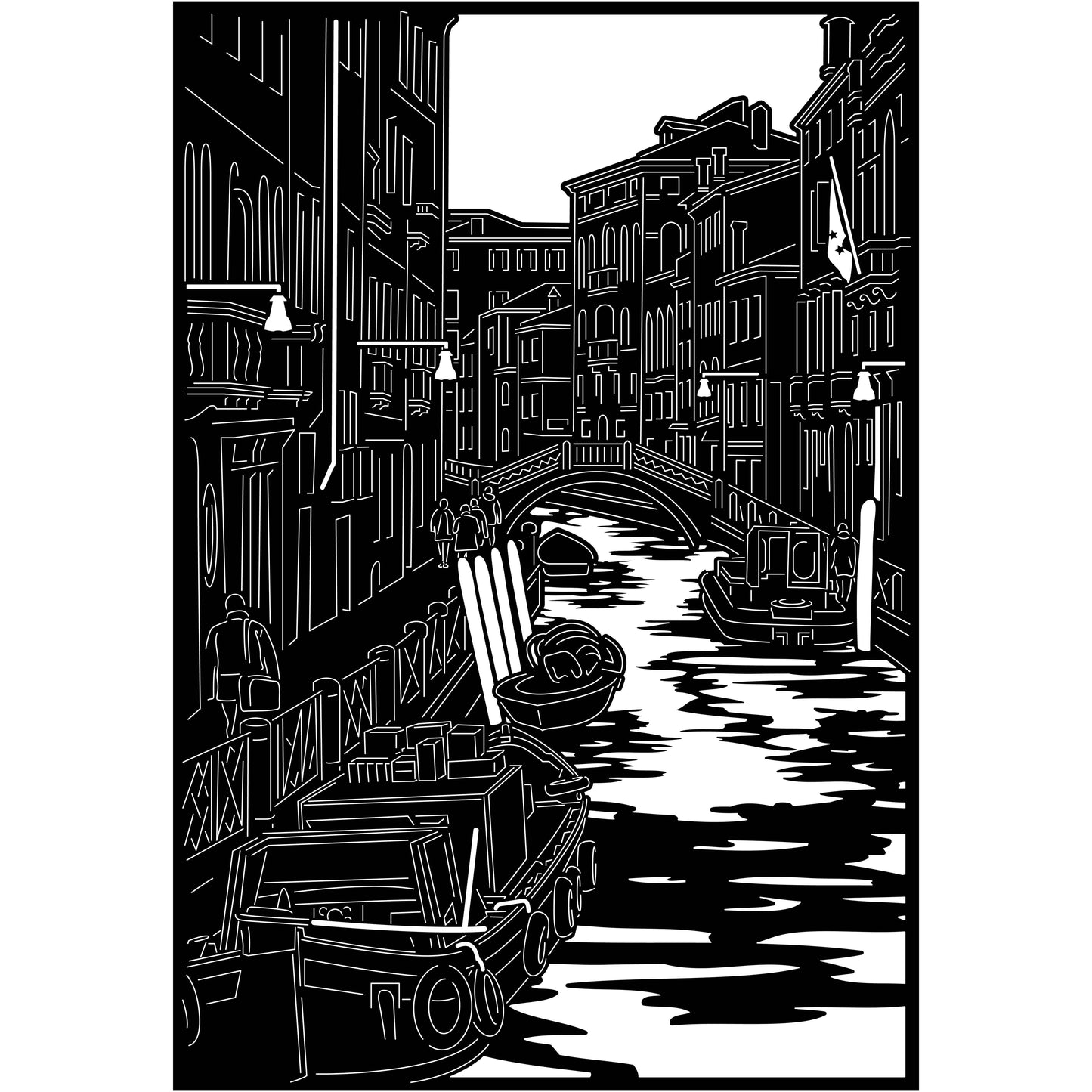 Gondola Rides in Venice View-DXF files Cut Ready for CNC-DXFforCNC.com