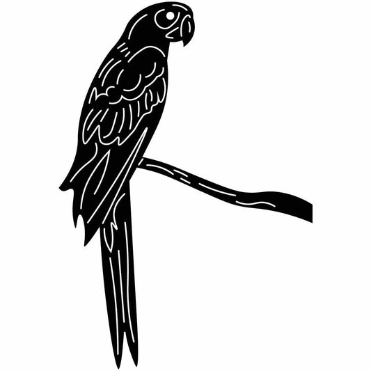 Macaw Parrot Bird on Branch Free-DXF files Cut Ready CNC Designs-DXFforCNC.com