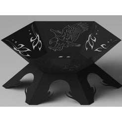 Designer Hexagon Fire Pit DXF for CNC | Ornate Eagle Wing- DXF files ...